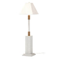63" White Polyresin Floor Lamp With White Linen Shade