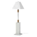 63" White Polyresin Floor Lamp With White Linen Shade