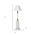 63" White Polyresin Floor Lamp With White Linen Shade