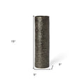 15" Black And Gold Abstract Cylinder Ceramic Table Vase