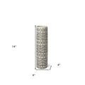 14" Cream Geometric Cylinder Ceramic Table Vase