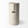 14" White Abstract Cylinder Ceramic Table Vase