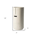 14" White Abstract Cylinder Ceramic Table Vase