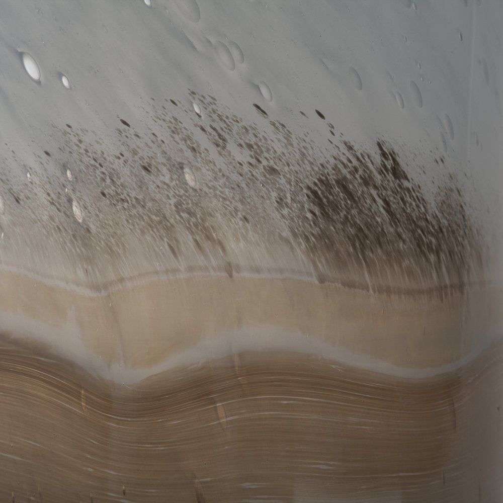 15" Blue And Beige Abstract Cylinder Crystal Glass Table Vase