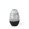13" Black Gray And White Abstract Cylinder Ceramic Table Vase