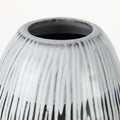 13" Black Gray And White Abstract Cylinder Ceramic Table Vase