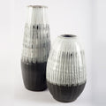 13" Black Gray And White Abstract Cylinder Ceramic Table Vase