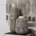 14" Gray Abstract Cylinder Ceramic Table Vase