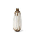 14" Brown And White Abstract Cylinder Ceramic Table Vase