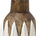 14" Brown And White Abstract Cylinder Ceramic Table Vase