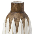 14" Brown And White Abstract Cylinder Ceramic Table Vase