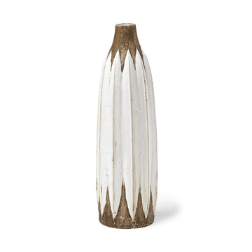 18" Brown And White Abstract Cylinder Ceramic Table Vase