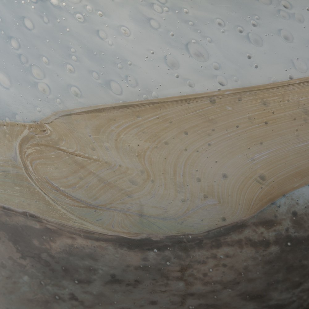 9" Blue And Brown Seeded Glass Table Vase