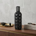 12" Black Ceramic Pierced Geometric Cylinder Table Vase