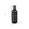 12" Black Ceramic Pierced Geometric Cylinder Table Vase