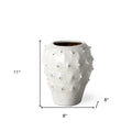 11" White Abstract Cylinder Ceramic Table Vase