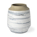 10" Blue Sand And White Abstract Cylinder Ceramic Table Vase