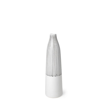 18" Black And White Abstract Cylinder Ceramic Table Vase