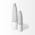 18" Black And White Abstract Cylinder Ceramic Table Vase