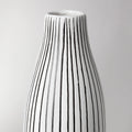 18" Black And White Abstract Cylinder Ceramic Table Vase