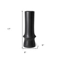17" Black Abstract Cylinder Ceramic Table Vase