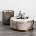 10" Gray And Ivory Geometric Cylinder Ceramic Table Vase