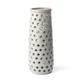 19" White Polka Dots Ceramic Cylinder Table Vase