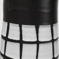 24" Black And White Abstract Cylinder Ceramic Table Vase