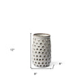 12" White Abstract Cylinder Ceramic Table Vase