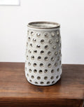 12" White Abstract Cylinder Ceramic Table Vase