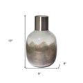 13" Bronze And White Ombre Glass Cylinder Table Vase