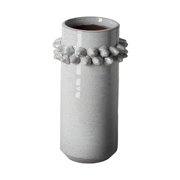 11" Gray Abstract Cylinder Ceramic Table Vase