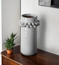 11" Gray Abstract Cylinder Ceramic Table Vase