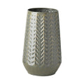 11" Green Abstract Cylinder Metal Table Vase