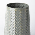 11" Green Abstract Cylinder Metal Table Vase