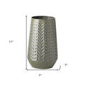 11" Green Abstract Cylinder Metal Table Vase
