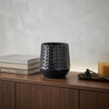 7" Navy Organically Embossed Chevron Metal Vase