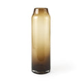 16" Golden Brown Abstract Cylinder Crystal Glass Table Vase