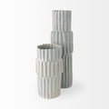 23" Gray Abstract Cylinder Ceramic Table Vase