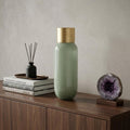 17" Green Abstract Cylinder Crystal Glass Table Vase