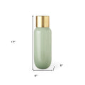 17" Green Abstract Cylinder Crystal Glass Table Vase