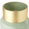 12" Green Abstract Cylinder Crystal Glass Table Vase