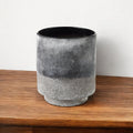 9" Brown And Black Abstract Cylinder Ceramic Table Vase