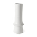 17" White Abstract Cylinder Ceramic Table Vase