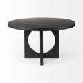 54" Black Rounded Solid Wood Pedestal Base Dining Table
