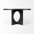 54" Black Rounded Solid Wood Pedestal Base Dining Table