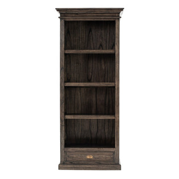 75" Brown and Black  Wood Four Tier Bookcase