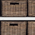 87" White Wood Bookcase with Glass Doors Drawers and Baskets