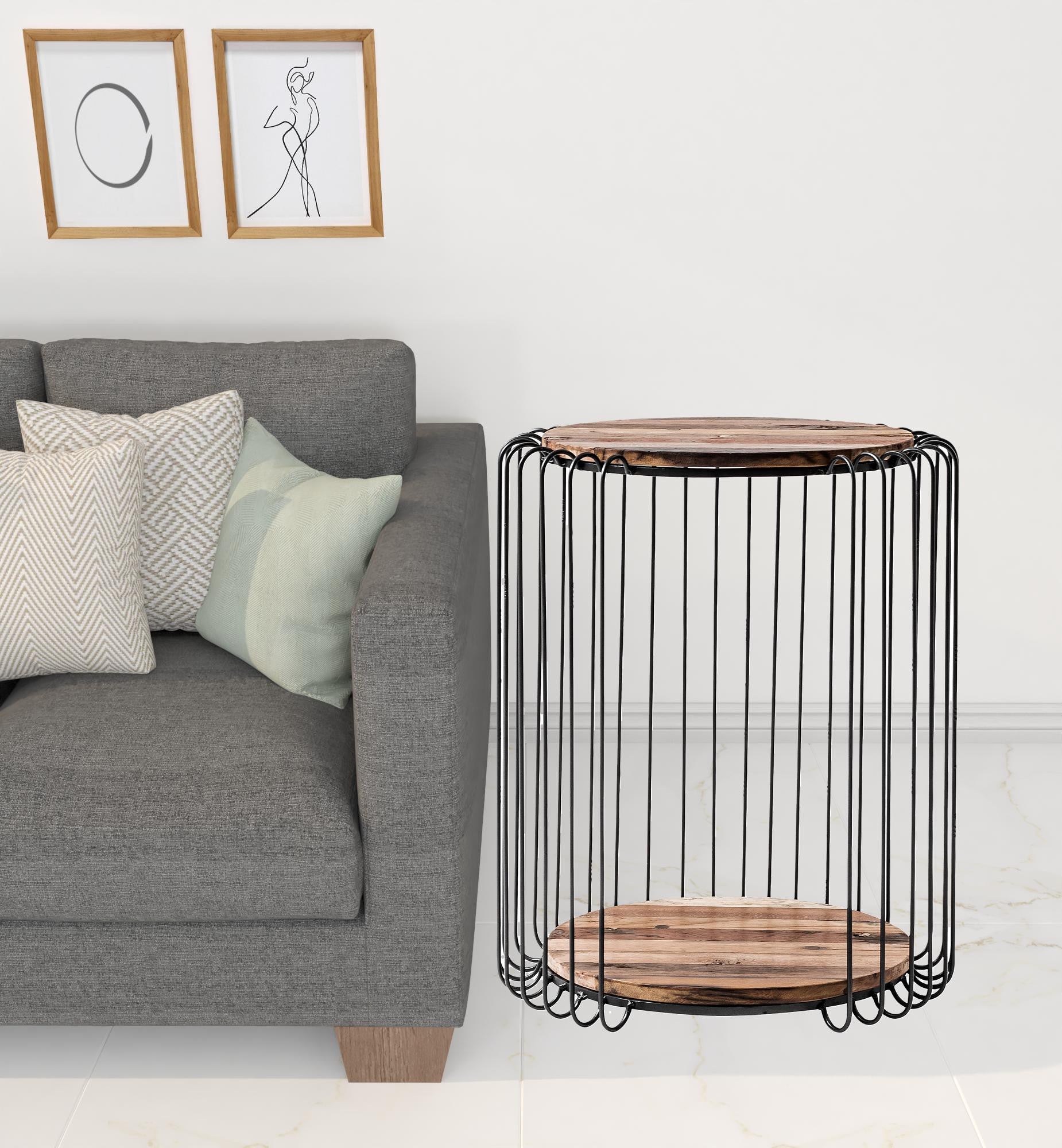 New Modern Round End Table - Rustic Brown 