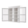 57" White Solid Wood Frame Dining Hutch With Twelve Shelves And Two Drawers